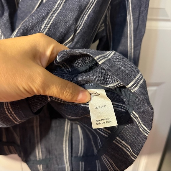 Cabi 100% linen nautical buttons striped women’s size 8 business casual blazer - Picture 5 of 11